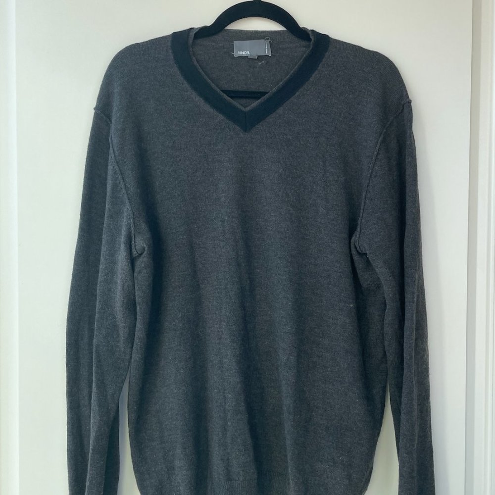 Grey V-neck sweatshirt